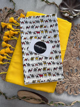 Yellow Handloom Cotton Saree With Animal Print Blouse